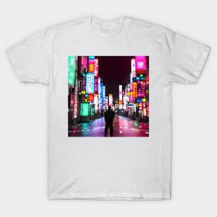 Tokyo Neon Japan - Lovely Night Lights - A Lonely Man T-Shirt